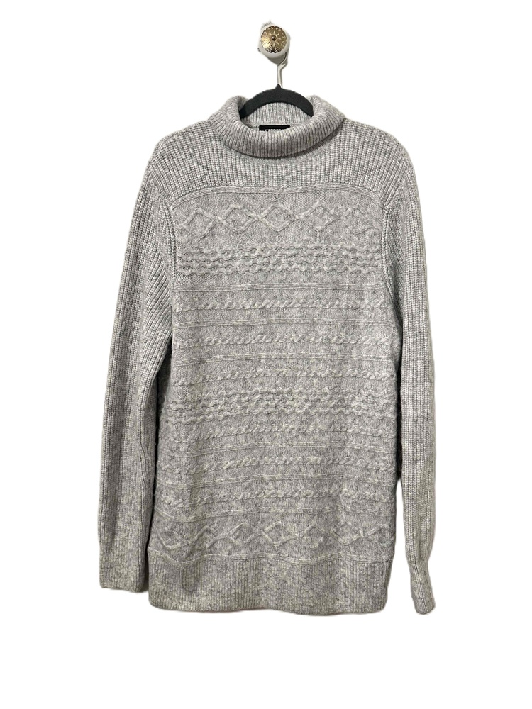 Express Sweater Womans Size Large Gray Cable Knit Turtleneck Ribbed Long Sleeve